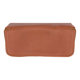 Ella Full‑Grain Leather Makeup Bag, Sandy Tan - UnBranded