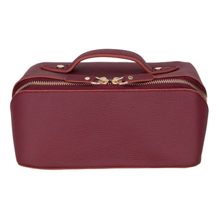 Ella Leather Make up Bag, Bordeaux - UnBranded