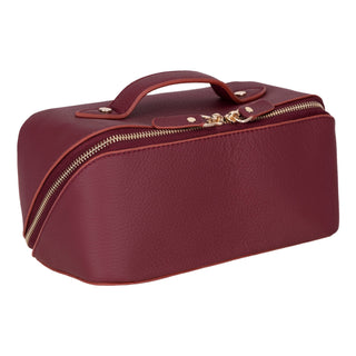 Ella Leather Make up Bag, Bordeaux - UnBranded