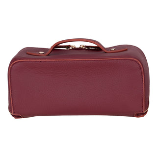 Ella Leather Make up Bag, Bordeaux - UnBranded