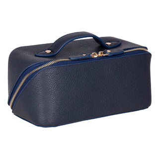 Ella Leather Make up Bag, Navy - UnBranded