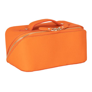 Ella Leather Make up Bag, Orange - UnBranded