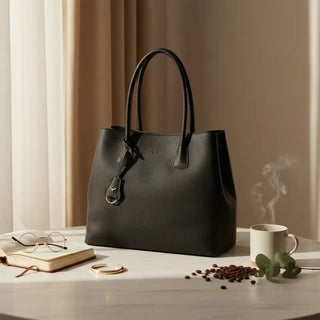 Everbloom Leather Women's Tote Bag, Black - BlackBrook Case