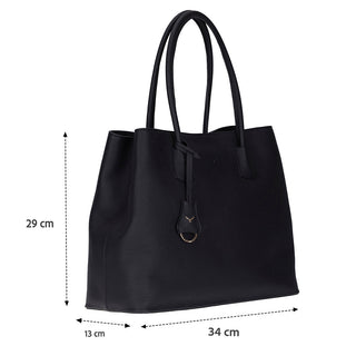 Everbloom Leather Women's Tote Bag, Black - BlackBrook Case