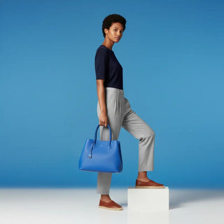 Everbloom Leather Women's Tote Bag, Blue - BlackBrook Case