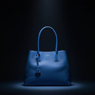 Everbloom Leather Women's Tote Bag, Blue - BlackBrook Case