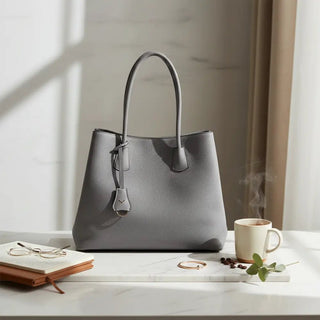 Everbloom Leather Women's Tote Bag, Gray - BlackBrook Case