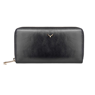 Firenze Women’s Large Leather Wallet with Dual Compartments – Mapi Edition, Black - Mapi