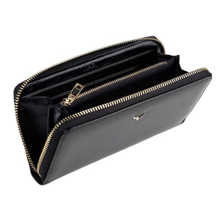 Firenze Women’s Large Leather Wallet with Dual Compartments – Mapi Edition, Black - Mapi