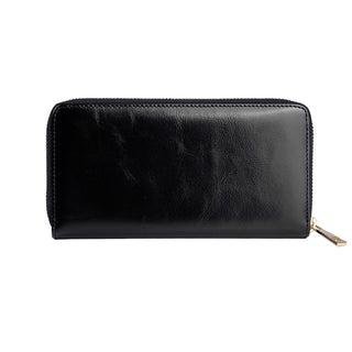 Firenze Women’s Large Leather Wallet with Dual Compartments – Mapi Edition, Black - Mapi