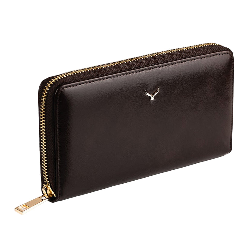 Firenze Women’s Large Leather Wallet with Dual Compartments – Mapi Edition, Brown - BlackBrook Case