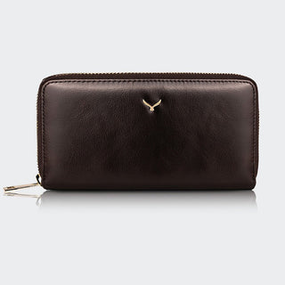 Firenze Women’s Large Leather Wallet with Dual Compartments – Mapi Edition, Brown - Mapi