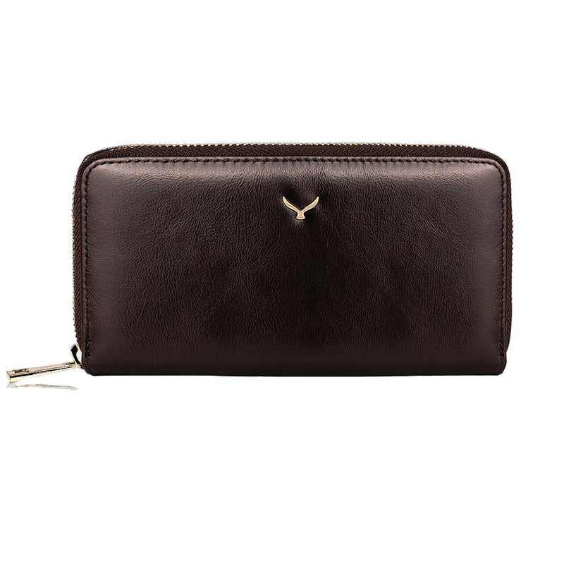 Firenze Women’s Large Leather Wallet with Dual Compartments – Mapi Edition, Brown - BlackBrook Case