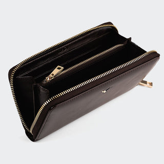 Firenze Women’s Large Leather Wallet with Dual Compartments – Mapi Edition, Brown - Mapi