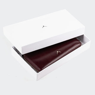Firenze Women’s Large Leather Wallet with Dual Compartments – Mapi Edition, Dark Burgundy - Mapi
