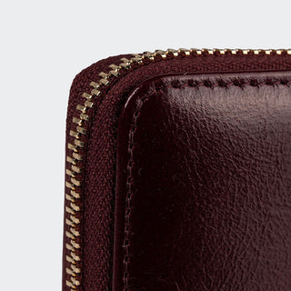 Firenze Women’s Large Leather Wallet with Dual Compartments – Mapi Edition, Dark Burgundy - Mapi