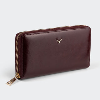 Firenze Women’s Large Leather Wallet with Dual Compartments – Mapi Edition, Dark Burgundy - Mapi