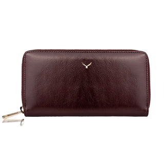 Firenze Women’s Large Leather Wallet with Dual Compartments – Mapi Edition, Dark Burgundy - Mapi