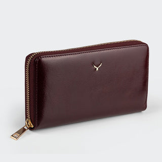 Firenze Women’s Large Leather Wallet with Dual Compartments – Mapi Edition, Dark Burgundy - Mapi