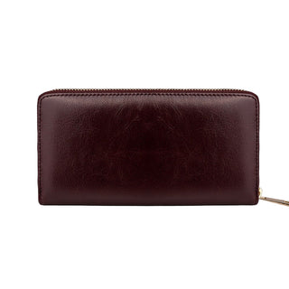 Firenze Women’s Large Leather Wallet with Dual Compartments – Mapi Edition, Dark Burgundy - Mapi