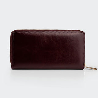 Firenze Women’s Large Leather Wallet with Dual Compartments – Mapi Edition, Dark Burgundy - Mapi