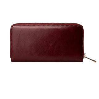 Firenze Women’s Large Leather Wallet with Dual Compartments – Mapi Edition, Light Burgundy - Mapi