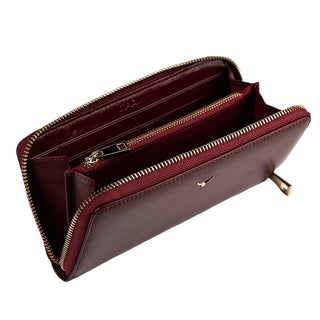 Firenze Women’s Large Leather Wallet with Dual Compartments – Mapi Edition, Light Burgundy - Mapi