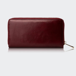 Firenze Women’s Large Leather Wallet with Dual Compartments – Mapi Edition, Light Burgundy - Mapi
