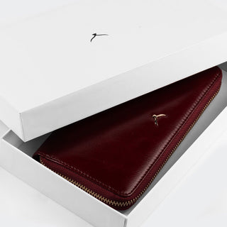 Firenze Women’s Large Leather Wallet with Dual Compartments – Mapi Edition, Light Burgundy - Mapi