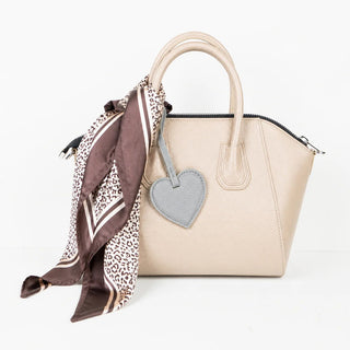 Full - Grain Leather Heart Bag Charm, Cement - BlackBrook Case