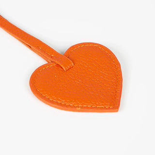 Full - Grain Leather Heart Bag Charm, Coral - BlackBrook Case