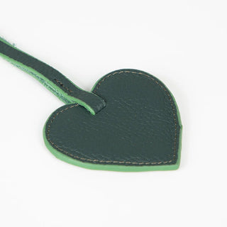 Full - Grain Leather Heart Bag Charm, Moss - BlackBrook Case