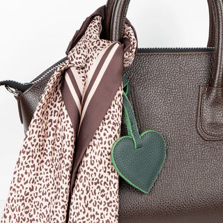 Full - Grain Leather Heart Bag Charm, Moss - BlackBrook Case