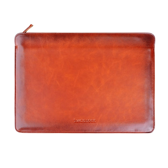 Full Grain Leather MacBook Sleeve 15/16 Inch in Burnished Tan Full grain leather MacBook sleeve that develops a richer color and unique patina with daily use.