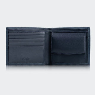 Genova Men’s Leather Bifold Wallet – Mapi Edition, Dark Blue - Mapi