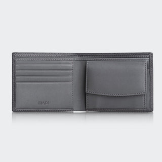 Genova Men’s Leather Bifold Wallet – Mapi Edition, Gray - Mapi