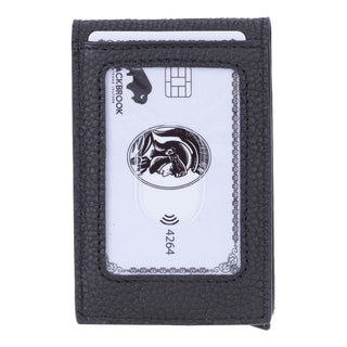 Grant Full‑Grain Leather Card Holder Wallet, Pebble Black - BlackBrook Case
