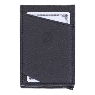 Grant Full‑Grain Leather Card Holder Wallet, Pebble Black - BlackBrook Case