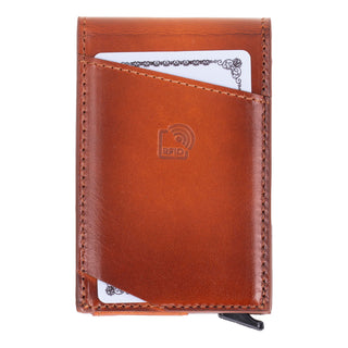 Grant Full‑Grain Leather Card Holder Wallet, Burnished Tan