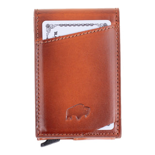 Grant Full‑Grain Leather Card Holder Wallet, Burnished Tan