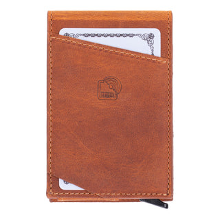 Grant Full‑Grain Leather Card Holder Wallet, Golden Brown