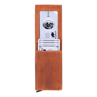 Grant Full‑Grain Leather Card Holder Wallet, Golden Brown