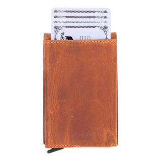 Grant Full‑Grain Leather Card Holder Wallet, Golden Brown