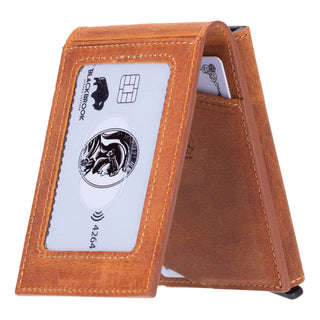Grant Full‑Grain Leather Card Holder Wallet, Golden Brown