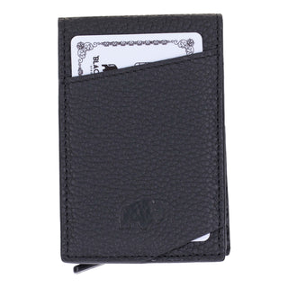 Grant Full‑Grain Leather Card Holder Wallet, Pebble Black