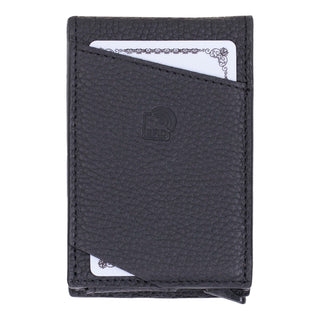 Grant Full‑Grain Leather Card Holder Wallet, Pebble Black