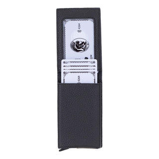 Grant Full‑Grain Leather Card Holder Wallet, Pebble Black