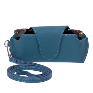 Harbor Leather Eyewear Case, Blue - Bouletta