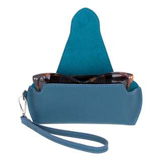 Harbor Leather Eyewear Case, Blue - Bouletta