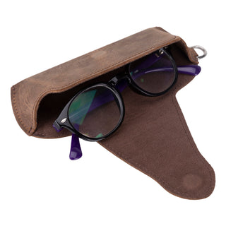 Harbor Leather Eyewear Case, Distressed Coffee - Bouletta